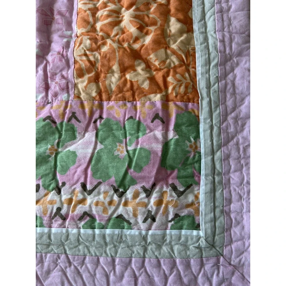 PB Teen Euro Sham Quilted Pastel Florals And Stripes European Pillow Sham